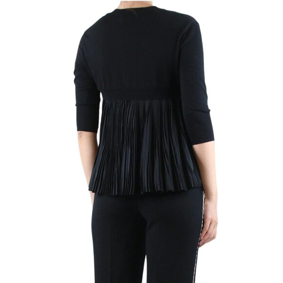 NWOT MARNI Pleated Back V Neck Black Silk Sweater 38 US 2 Half Sleeve Pullover K - Picture 4 of 4